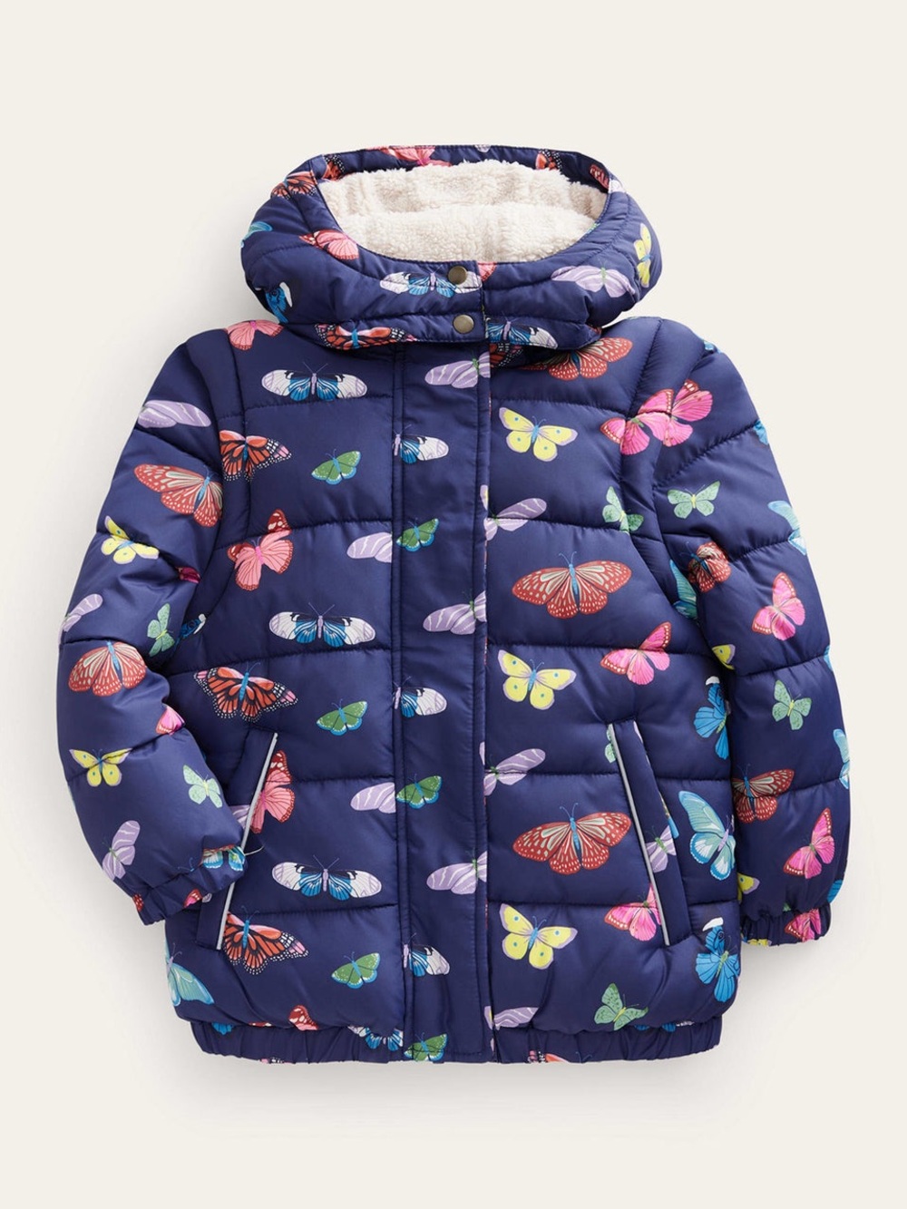 Mini Boden 2-in-1 Padded Coat in Navy Butterflies / 13-14 Years - Picture 2 of 10
